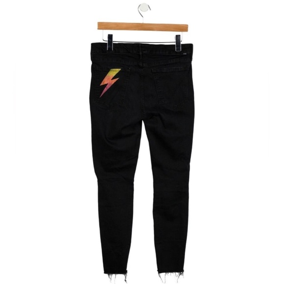 MOTHER Mid Rise Black Skinny Jeans Raw Hem Ankle Size 29 - Picture 2 of 2